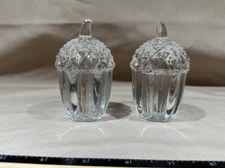 Shannon Crystal Glass Acorn Salt & Pepper Shakers 3 1/2" Tall By Godinger NIB