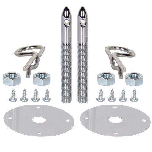 Kit universal de bloqueo de capó de montaje de acero inoxidable pines placa capó estilo carrera - Imagen 2 de 10