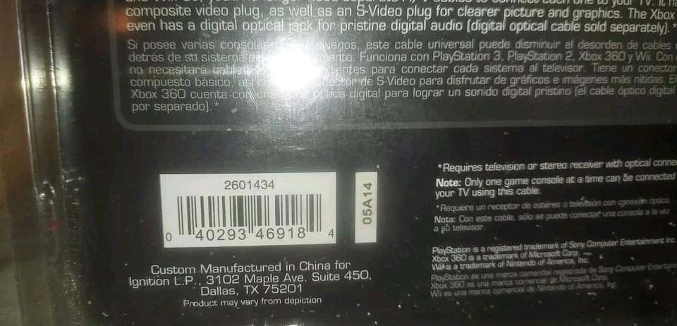 Gigaware Universal Composite/ S-Video Gaming Cable PS3 PS2 Xbox 360 Wii New - Image 4 of 4