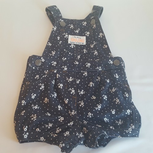 Carter's Baby Girl 6M Overalls Blue Denim White Flowers Reads-I'm Pretty Amazing - Picture 6 of 12