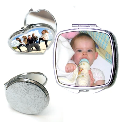 PERSONALISED CUSTOM PRINTED Gift Metal Compact Mirror with your Photo Image Text