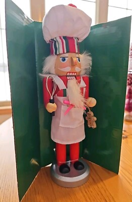 Kurt Adler 10'' Wooden Nutcracker Baker Gingerbread Man Chef's Hat Original Box