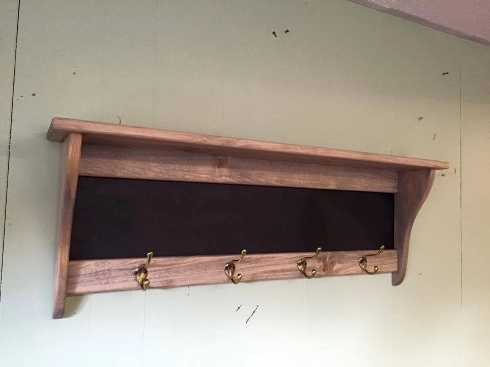 Weathered Primtive Pine Message Center Coat Rack - Image 4 of 4