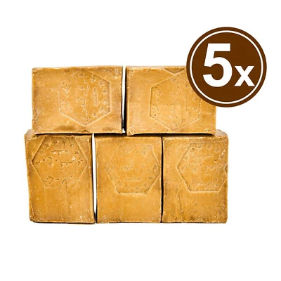 CARENESSE 5x Aleppo-Seife 45% Olivenöl 55% Lorbeeröl #Alepposeife Haarseife Seife 5 x 200g