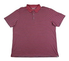EDDIE BAUER Men's Polo Large Short Sleeve Golf Shirt Casual Adult Stripes Red