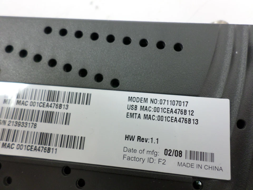 Cisco Scientific Atlanta 2-Line USB Ethernet DOCSIS 2.0 Cable Modems DPC2203 - Image 3 of 4