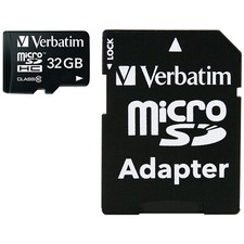 VERBATIM 44083 microSDHC Card with Adapter 32GB; Class 10 