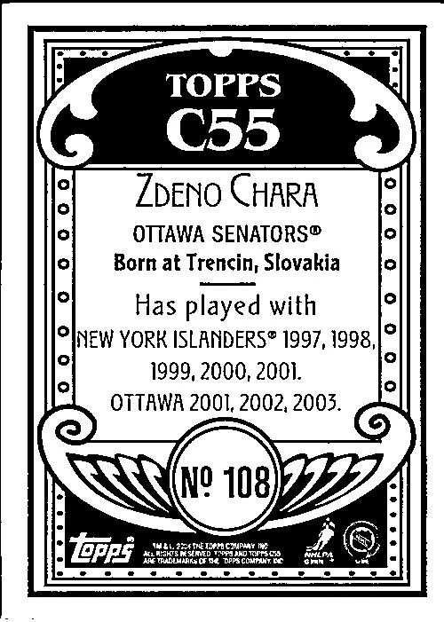 2003-04 Topps C55 #108 Zdeno Chara - Image 2 of 2