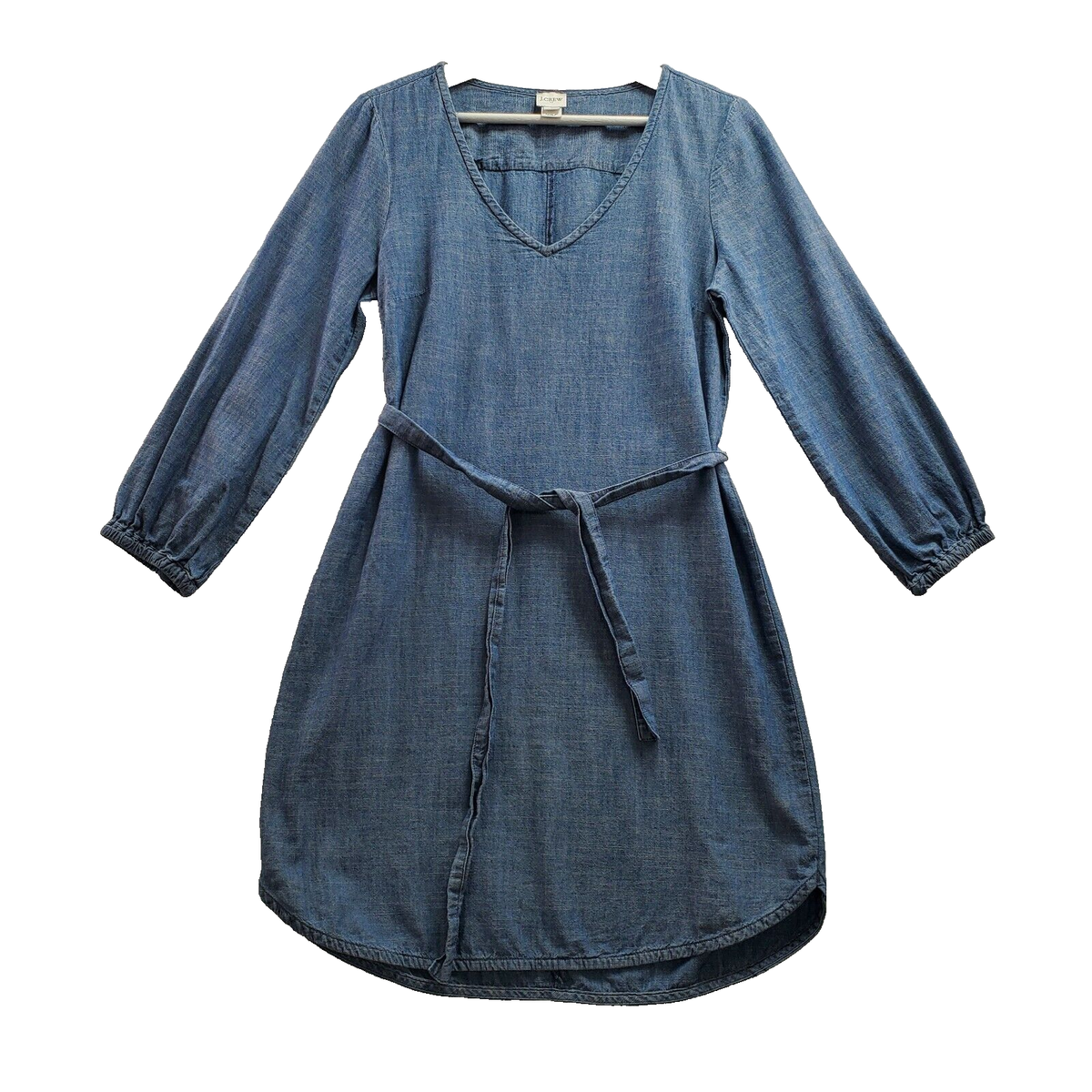 j crew cotton shift dress J Crew Chambray Shift Dress Womens 4 Blue Cotton Bell Flutter Long Sle Star Oaks Farm