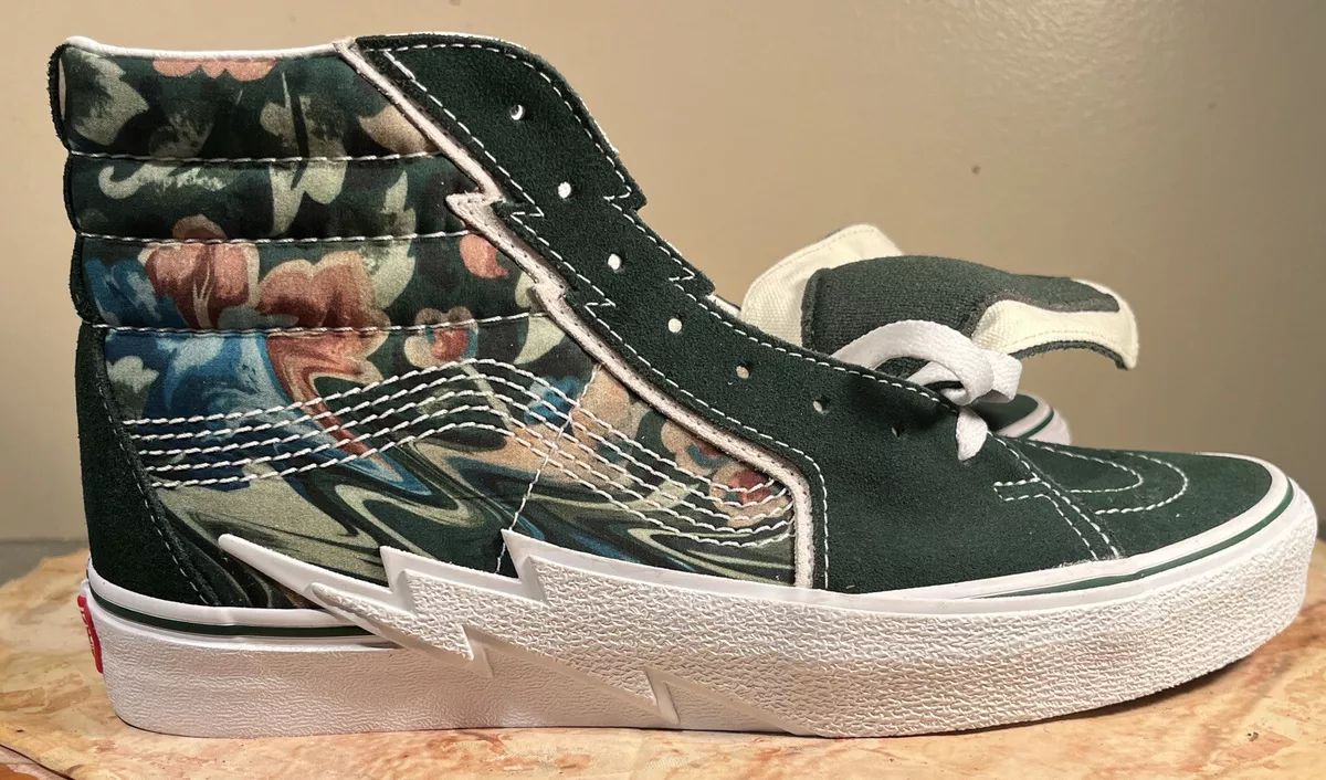 Vans Sk8 Hi Bolt Liquify Avocado Green White Canvas Suede Size 9.5 Shoes