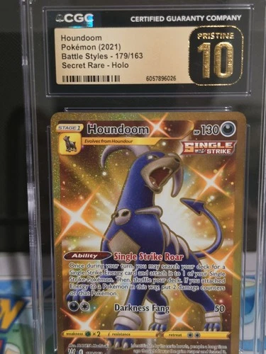 Pokémon TCG Houndoom 179/163 Swsh05: Battle Styles Secret Rare Holo CGC 10