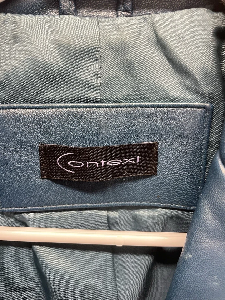 Leather Coat Women Turquoise Blue - Image 3 of 4