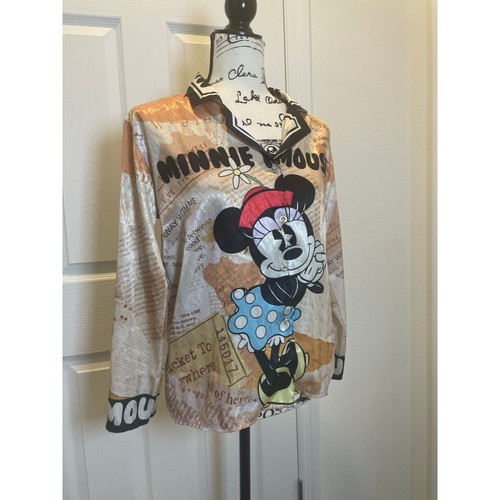 Y2K CAMICIA DISNEY MINNIE MOUSE SETA TAGLIA M STAMPA MINNIE FRONTE E RETRO RARA KAWAII - Foto 18 di 18
