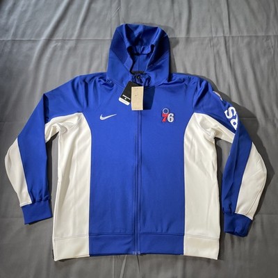 Nike Philadelphia 76ers NBA Team Issued Engineered Hooded Jacket Blue Mens Sz XL