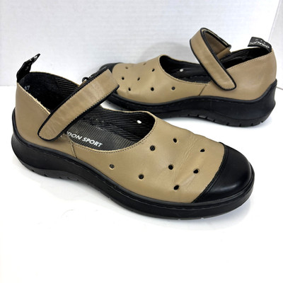 Giraudon Sport Leather Mary Jane Shoes Womens 6.5 / 37 Tan Black Comfort 6657