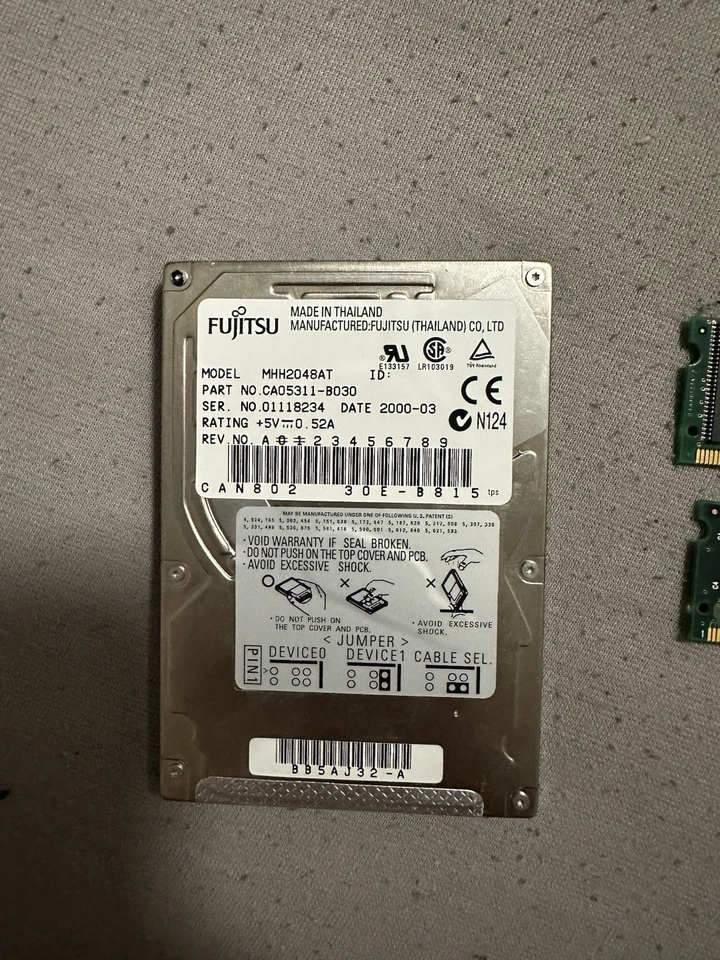 Retro Fujitsu 20GB HDD + SDRAM RAM + Xircom RealPort PCMCIA ungeprüft - Bild 2 von 4