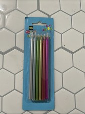 DG Party (12) 5&rdquo; Long Metallic Colorful Birthday Candles Party Supplies