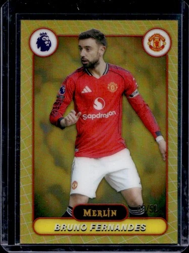 2026 Topps Merlin Premier League Bruno Fernandes Gold Refractor #/50 Man U
