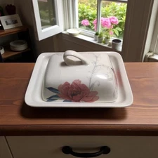 Martha Stewart Peony Collection, Ceramic Butter Dish