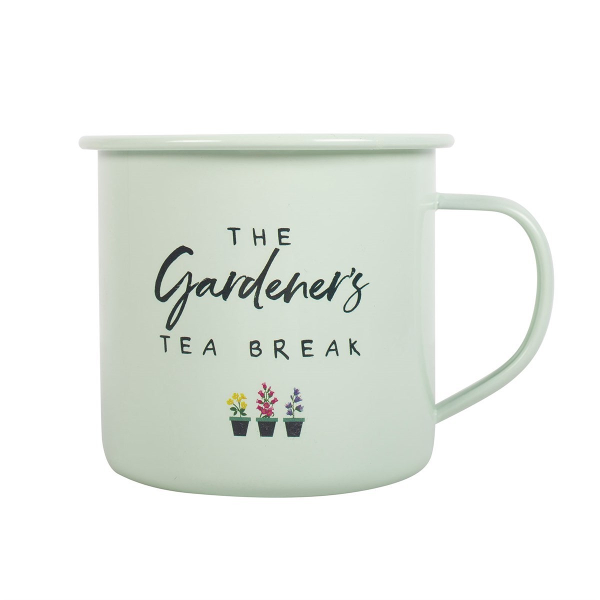 The Gardener's Tea Break Enamel Mug Cup Tea Coffee Cottagecore