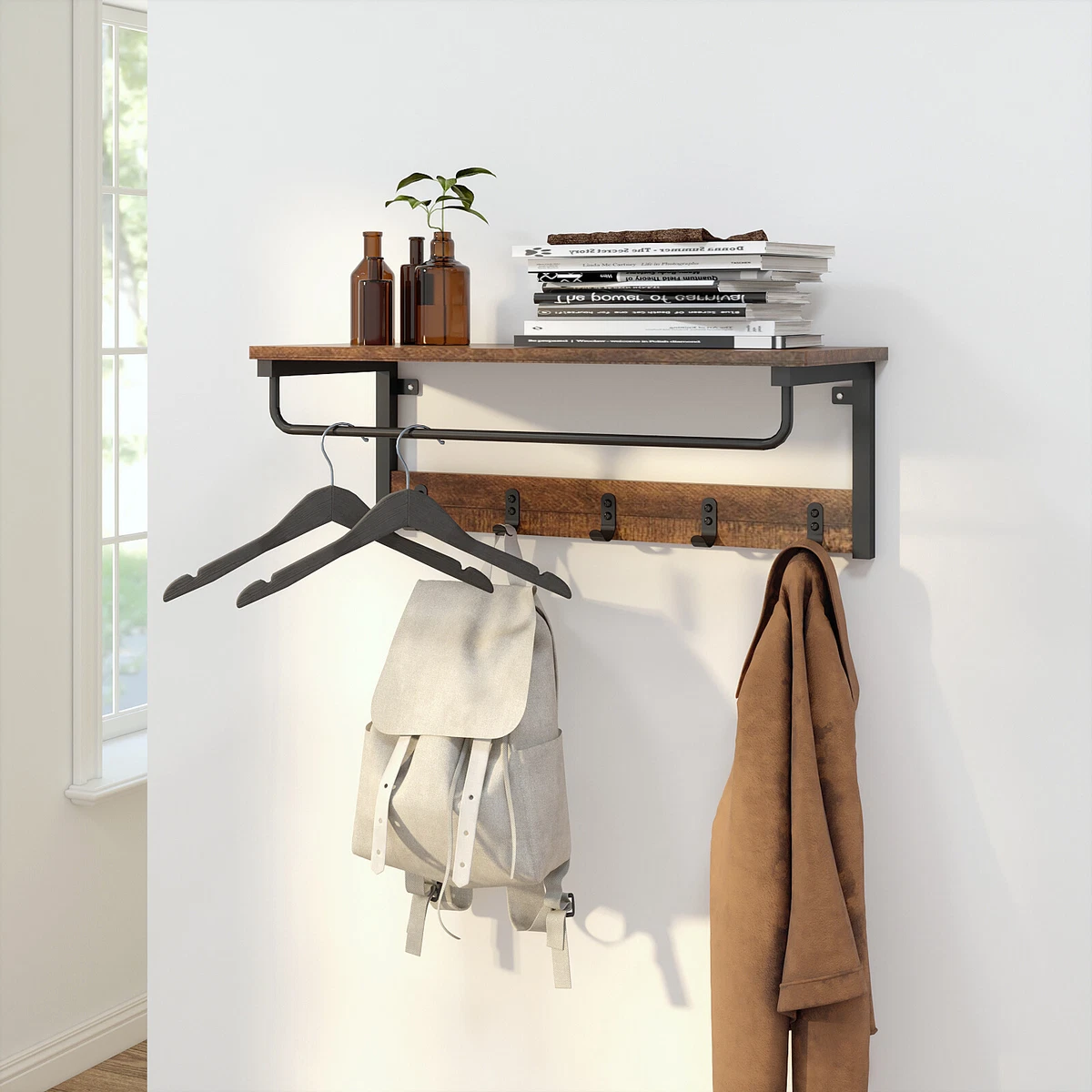 Hook rail cheap with shelf
