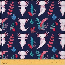 Kawaii Axolotl Dreams Fabric: Colorful DIY Underwater Quilt