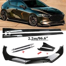 For Mazda3 Mazda speed Front Bumper Lip Spoiler Chin Splitter Gloss Black