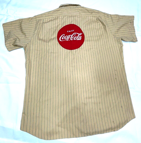 VINTAGE 1940's-1950's COCA-COLA Summer Factory Work Uniform Tan/Green Stripes - Picture 4 of 9