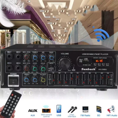 MARKENLOS Sunbuck 2000W Amplificador HIFI Bluetooth Digital Estéreo Audio Amplificador USB Aux