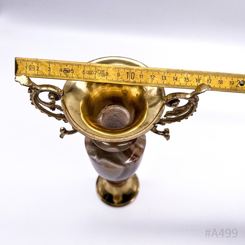Vintage Onyx Marble Amphora Prunkvase Decorative Vase Brass & (28,5 CM Height) - Picture 20 of 23