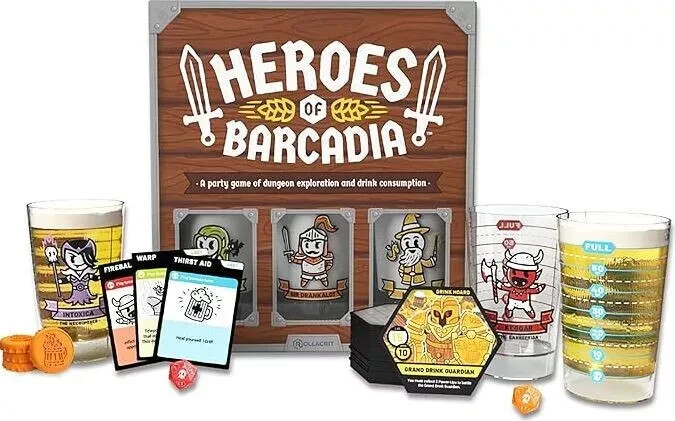 Heroes of Barcadia Board Game A Dungeon Exploration Drinking Rollacrit NEW
