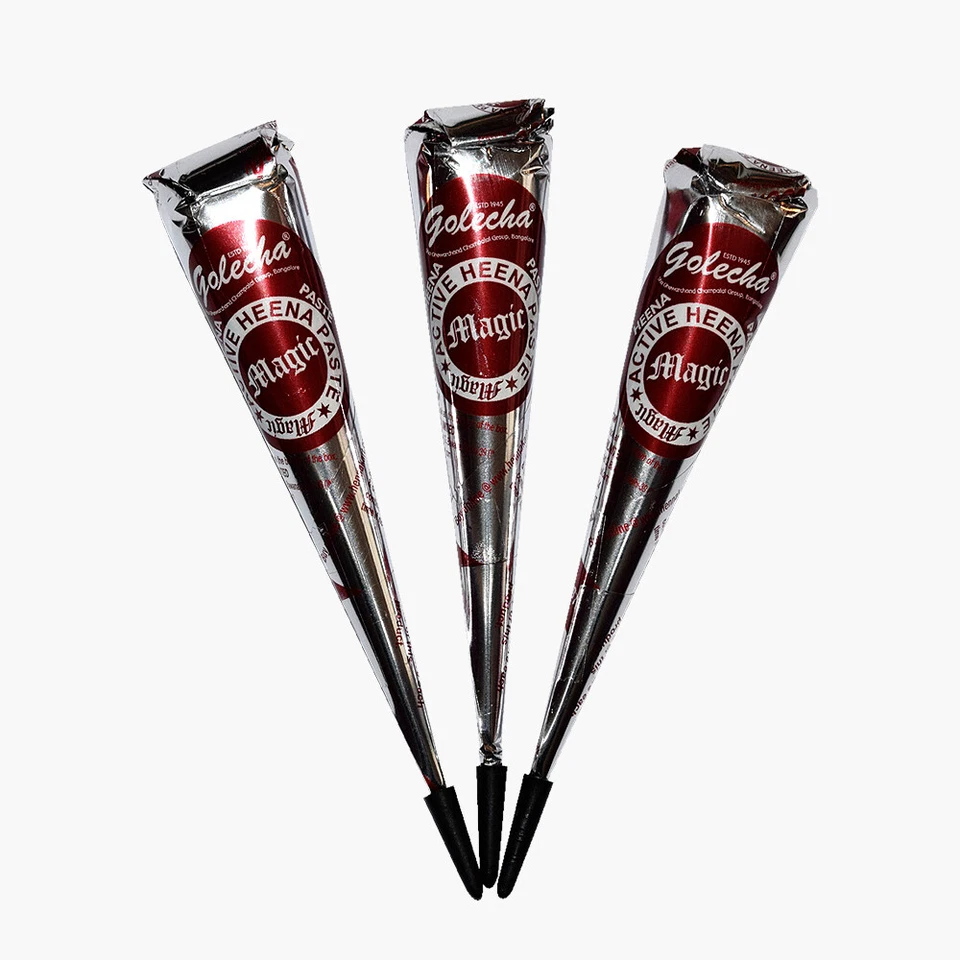 Tatuaje Temporal Golecha Henna Mehandi - Magia Activa - Rojo - 12 Conos Foto 3 de 4