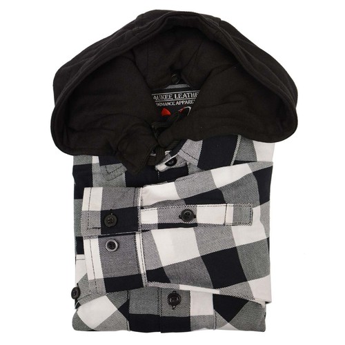 Milwaukee Leather 11629 Men's Flanel Plaid Long Sleeve Cotton Button Down Hoodie - Picture 9 of 11