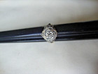 Vintage 3D Flower W/Diamond Cuts Split Shank Ring Sterling Silver Stamp 925 Sz 8