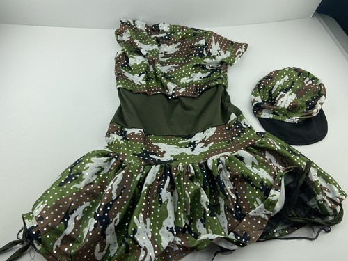 girls size large green camo dance dress with hat competition kicks - Picture 6 of 6