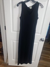 Ann Taylor Women Sz 4 Black Sleeveless Sheath Maxi Dress High Slit EUC