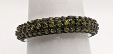 Sterling Silver 925 Lime Green Pave Crystals Stackable Eternity Ring Size 7.5