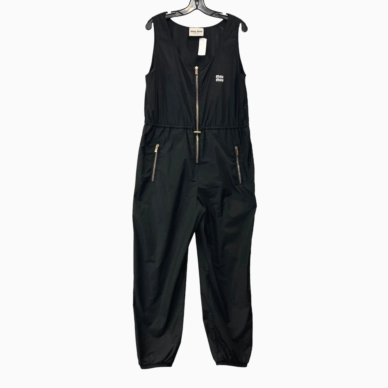 Tuta pantalone MIU MIU nero nylon tecnico seta taglia 6 IT 42 $3150