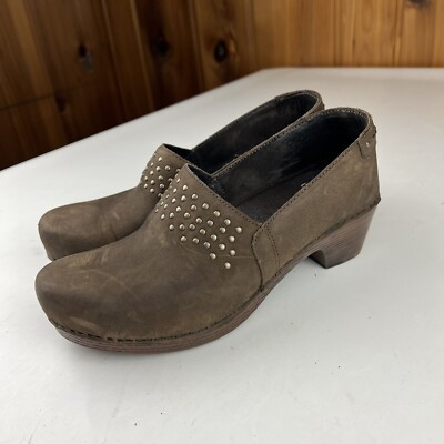 Dansko Mavis Brown Milled Nubuck Slip On Studded Comfort Dansko Mavis Brown Milled Nubuck Slip On Studded Comfort