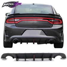 Fits 2015-2023 Charger IKON V3 Style Rear Diffuser w/ LED Light Matte Black PP