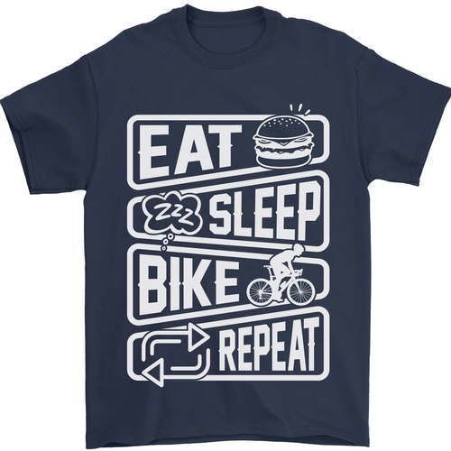 Cycling Eat Sleep Bike Repeat Funny Bicycle Mens T-Shirt 100% Cotton - Picture 91 of 101