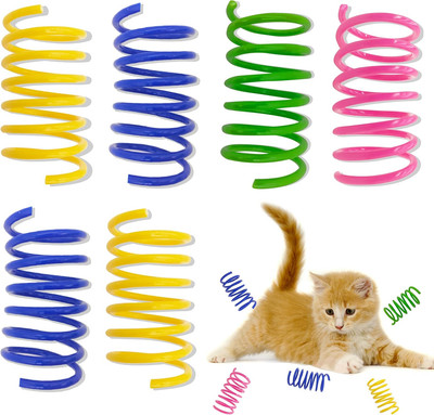 40PCS Cat Spring Toys Colorful Plastic Coils for Swatting Biting Indoor Cats