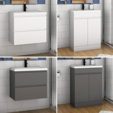 Vanity Unit Home Bathroom Sinks Floorstanding or Wall Mounted Drawers / Doors