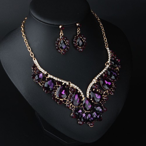 Women Crystal Bridal Wedding Jewelry Set Necklace Earrings Statement Party Gifts - Picture 38 of 72