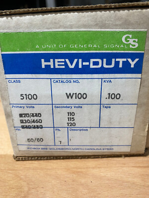 GENERAL SIGNAL HEVI-DUTY, W100, CLASS 5100 TRANSFORMER