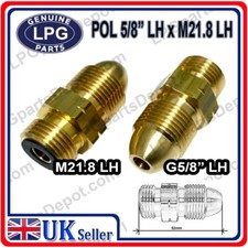 UK POL G5/8" x 21.8 mm MxM  LEFT HAND Gas Bottle Adaptor connector converter