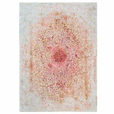 9'1" x 12' WoolPure Silk Medallion Erased Farsian Design Hand Knotted Rug R62373