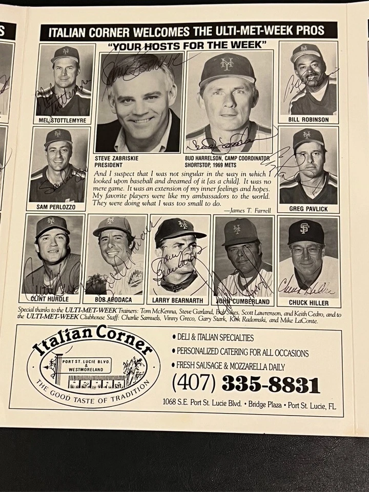 New York Mets Miracle Mets 1969 Ulti-Met-Week Program Hand Signed - Image 4 of 4