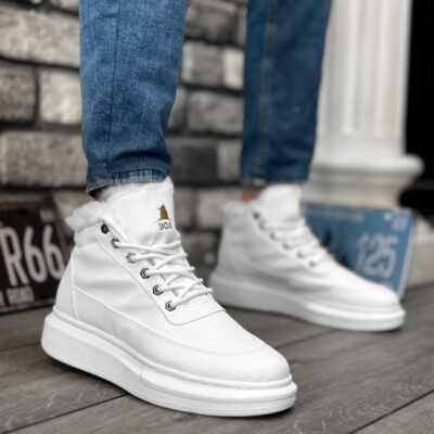 Men's Sneakers High Top Boots Black/White Stylish Comfy Trendy Winter Shoes 