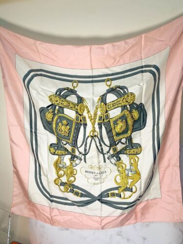 Rare Auth Hermes silk scarf pink 35" x 35" - 220224